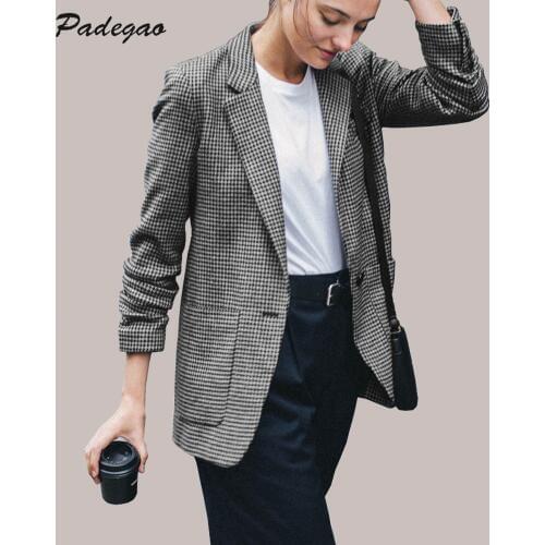 AEL Casual Suit Ladies Coat Plaid 2017 Autumn Women Clothing Street Fashion High Quality