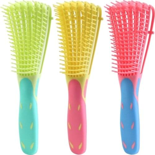 Professional 8 Rows Detangling Brush Comb for Curly Wavy Wet Dry Thick Long Knotted Hair Brush Tool N0PF