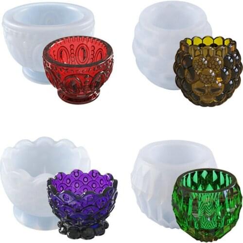 DIY crystal gutta percha mold creative candle succulent potted relief bowl silicone mold