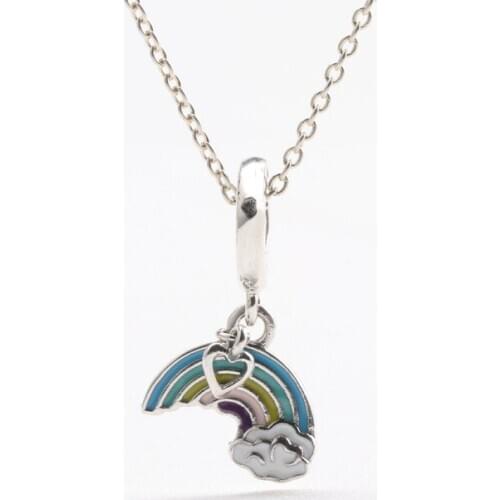 S925 Sterling Silver Epoxy Rainbow Pendant Diy Bracelet