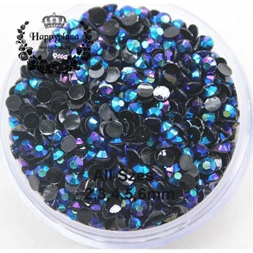 All Sizes 2,3,4,5,6mm Resin Rhinestone 14 Facets Flatback Black Jelly Purple Blue AB Decoration for Phones Bags Shoes Nails DIY