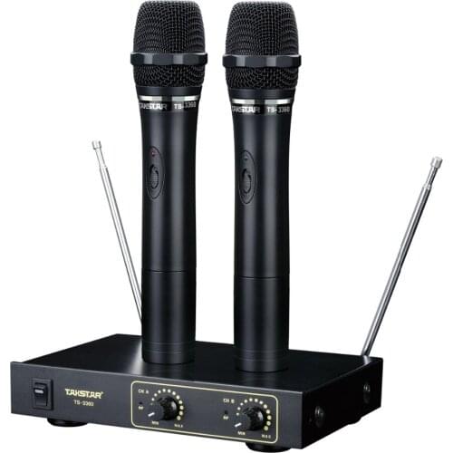 Takstar TS-3360 2-channel VHF wireless microphone with 6.3mm mixed output can connect with mixer console/ karaoke amplifier