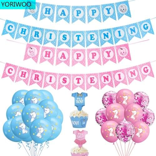 YORIWOO Baby Shower Boy Its A Girl Banner Unicorn Balloon Confetti Gender Reveal Party Babyshower Baptism Christening Decoration