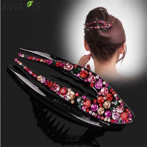 Hairpins for Women Hair Clip Ladies Headwear Rhinestone headbands Girl Fashion Luxury Barrettes Claw Horsetail Hair Accessory