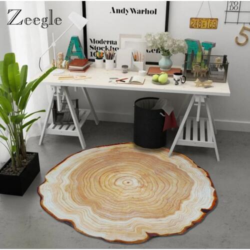 Zeegle Tree Ring Round Carpet Rugs for Living Room Child Carpet Bedoom Non-slip Floor Rug Computer Chair Mat for Kids Room