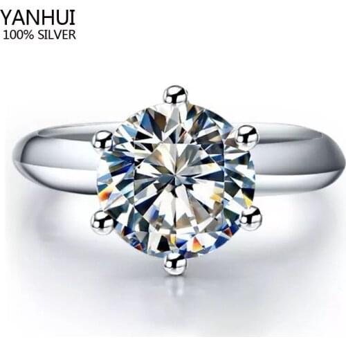 Never fade Luxury Brand Real 925 Sterling Silver 18K Gold Rings Original 5A Cubic Zircon Fine Jewelry Wedding Rings for Women