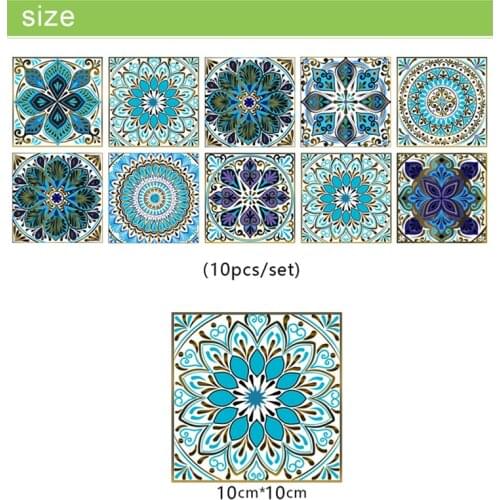 10pcs 10X10cm Small Floral Simulation PVC Tiles Sticker Adhesive Waterproof Mosaic Kitchen Bathroom Self Adhesive Wall Sticker