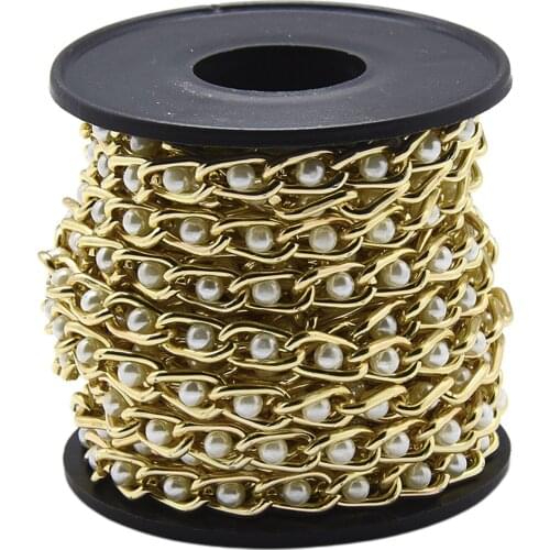 5M Gold Plated Pearl Cable Chain Jewelry Making DIY Bangle Anklet Necklace Bracelet Accessories Dress Clothes Decors Findings