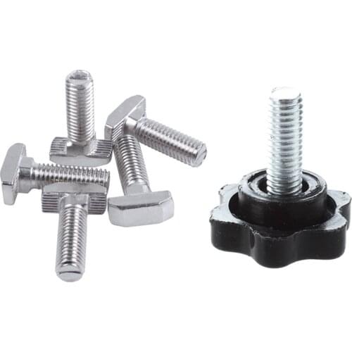 5Pcs Male Thread 25mm Hex Shaped Head Clamping Knob with 5Pcs M8 Thread T-Slot Drop-in Stud Sliding Screw Bolt