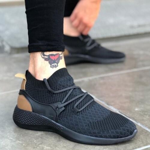 BA0001 Fly Rahat Yüksek Taban Siyah Erkek Spor Ayakkabı Türk Malı Hızlı Kargo Yeni Moda Gündelik Giyilir İndirimli Fiyat