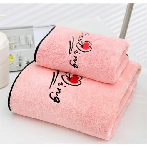 35x75cm 70x140cm 2Pcs Coral Fleece Bath Towel Set for Adults Soft Absorbent Quick-Drying Beach Towels TJ4198
