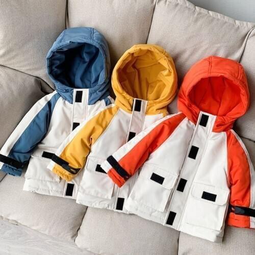 Kids Hooded Down Jacket Boys Girls Winter Warm Puffer Jacket Carton Outerwear Lightweight Insulated Packable Snowsuit