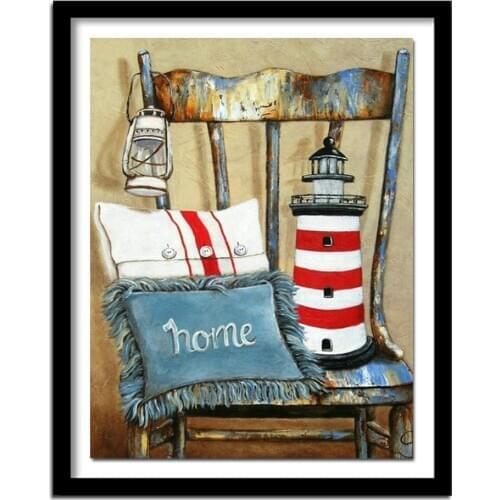 DIY A lighthouse on a chair 5D diamond painting cross stitch crafts diamond embroidery home decor diamond full square