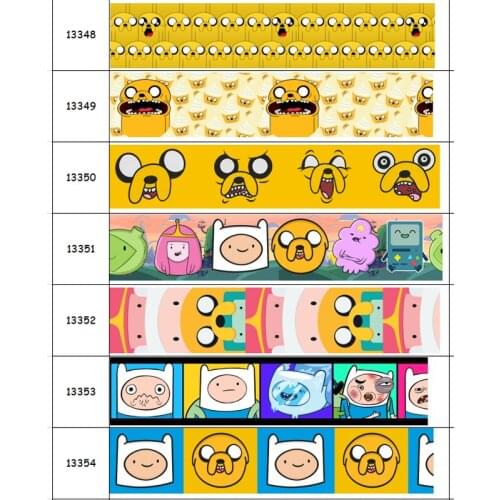 DUWES 50yards Adventure Time Printed Grosgrain Ribbon Accessory Hairbow Headwear Decoration DIY Wholesale OEM D1455