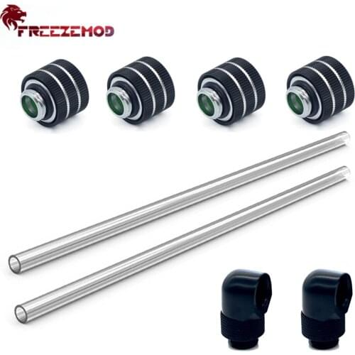 FREEZEMOD Hard Tube Fitting Kit 90 Degree Elbow Hand Compression 50cm OD12mm/14mm/16mm For Acrylic PETG 90 Adapter Water Cooling