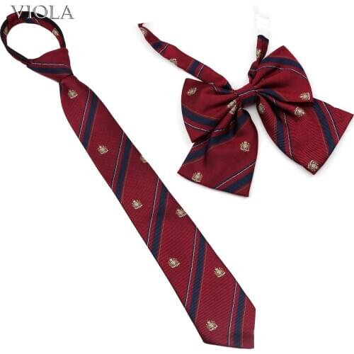 Red College Style Royal Plaid Ladies Bowtie Zip Tie Men Women School Girl Lady Cosplay Uniform Butterfly Formal Suit Accessories
