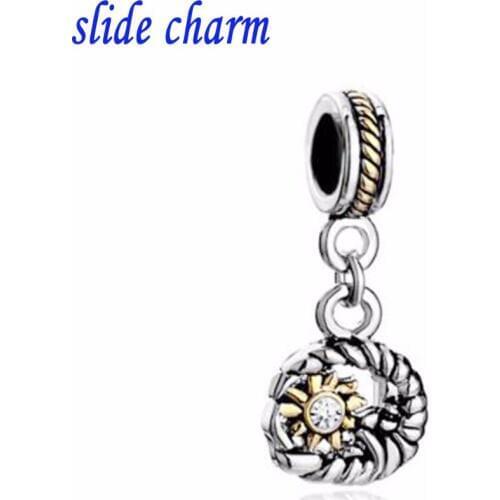 Slide charm Free shipping Listing Sun White crystal pendant inlaid in Europe and America religious amulet fit Pandora bracelet