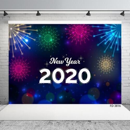 Happer New Year 2020 Fireworks Display Phorography Background Cloth Baby Shower Child Portrait Backdrop Decor Photo Studio Props