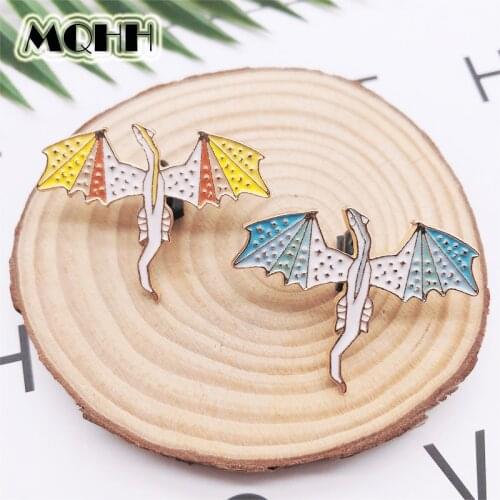 Creative Personality Cartoon Cute Animal Dinosaur Flying Animal Enamel Brooch Alloy Pin Badge Clothes Bag Accessories Jewelry