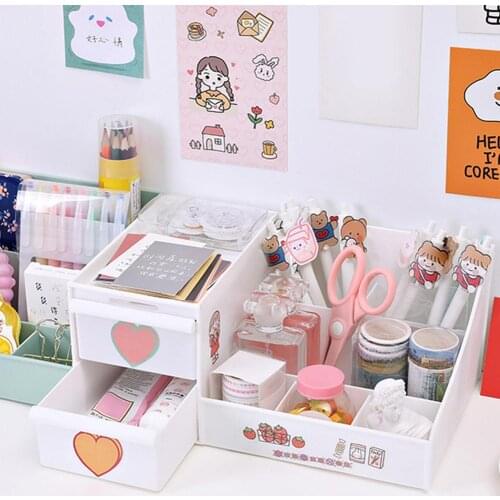 1Pcs Creative Multi-Function Desktop Organizer Kawaii Penholder Debris Storage Box Cute Desk Accessories Home Organizer Supplies