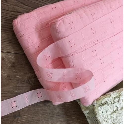 15 Yards Hollow Pink Cotton Lace Ttrims Garment Cotton Embroidery Lace Patchwork Scrapbooking DIY Accessories 2.5cm