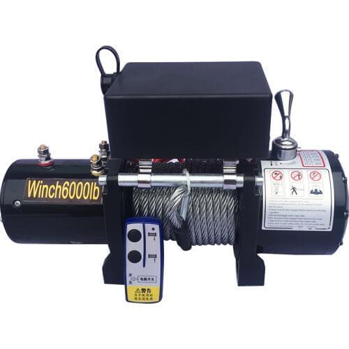 12V24V ATV Motor 6000LB Electric Winch Wire Rope Recycling Winch Traction Cable Traction Kit Outdoor Cross Country Crane