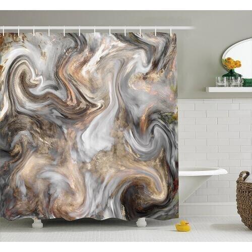 Marble Shower Curtain Retro Style Paintbrush Colors in Marbling Texture Watercolor Artwork Bathroom Decor Set 75 Inches Long