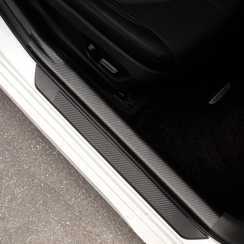 Imitation carbon fiber stickers leather door sill welcome pedal protector scratch car Accessories For Toyota Avalon 2019 2020