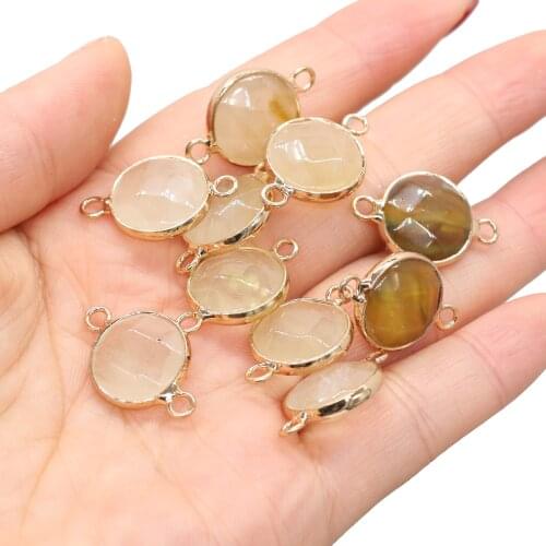 Natural Stone Pendants Gold plated Faceted Citrines Connectors Charms for Women Party Jewelry Making DIY Necklace Bracelet