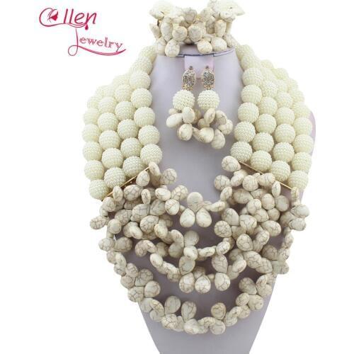 Nigerian Wedding African Beads Rushed Classic Women Jewelry Sets New Arrived Nigeria Set Necklace Africa Beads W12040