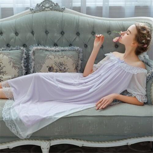 Nightdress short-sleeved modal nightdress female summer long skirt Palace style loose large size home service elegant new пижама