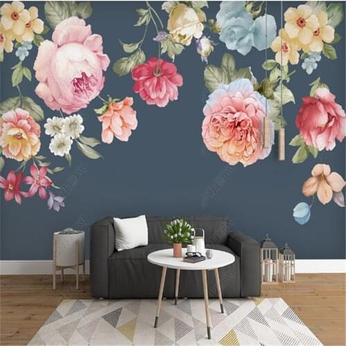 New Chinese Style Modern Hand Painted Wallpaper for Living Room Peony Flower and Bird Background Wall Paper Home Decor Mural