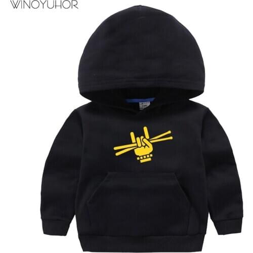 New Arrival Baby Boys Girls Sweatshirts Autumn Winter Child Hoodies Long Sleeves Kids Pullovers Drummer Punk Music Clothes