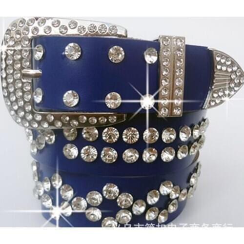 Wholesale 2021 BRAND NEW cheap Fashion Leather Waist Jeans Ladies Alloy Pin buckle Women Belt diamond decoration long 105CM