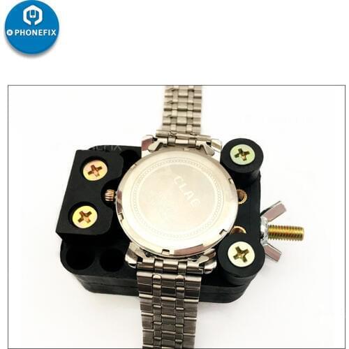 Adjustable Watch Back Cover Case Opener Remover Watch Clamp for Watchmakers Repair Opening Tools Black Watch Case Holder Fixture