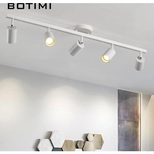 Modern 220V LED White Ceiling Lights With Track For Living Room Black Adjustable Protect Surface Mounted Indoor Lighting