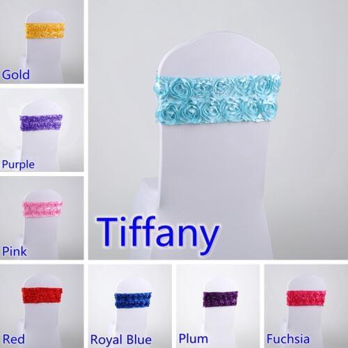 9 Colours Lycra Chair Sash Rose Flower Chair Band Bow Tie Luxury Weddings Chairs Decoration Rosette Satin Chair Sash Wholesale