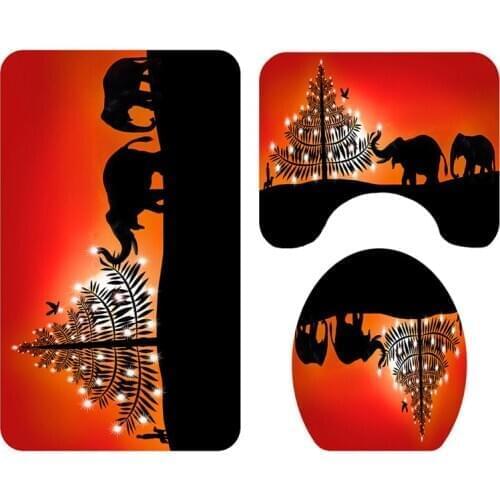 Marry Christmas cartoon Three-piece set 3D printed Bathroom Pedestal Rug Lid Toilet Cover Bath Mat Set drop shipping 12