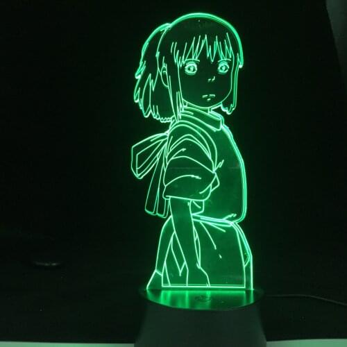 Anime Spirited Away Ogino Chihiro LED Light for Child Birthday Gift Bedroom Decoration Night Light Room Desk Acrylic 3D Lamp