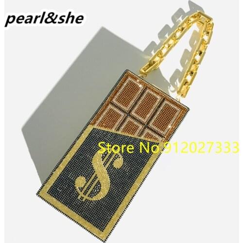 Stack of Cash Evening Handbags Money Clutch Rhinestone Purse chocolates Shoulder Wedding Dinner Bag Luxury handbags