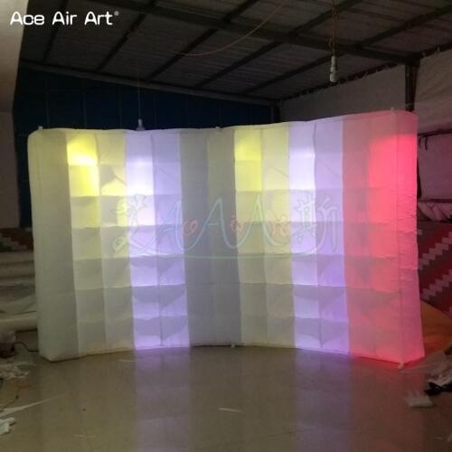 High Quality Led Inflatable Photo Booth Wall Backdrop,colorful spotlight pop up Dj wall continuously inflates for sale