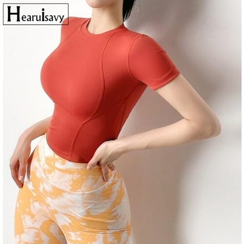 Women Short Sleeve Yoga Shirts Gym Quick Dry Sweatshirt Fitness Running Sportswear Elasticity Workout Tight Cycling Crop Top