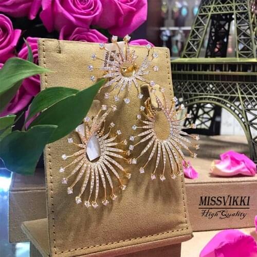 Trendy Rose Gold Big Stud Earring for Bridal Wedding Jewelry Luxury Gorgeous noble symbol High Level Cubic Zirconia