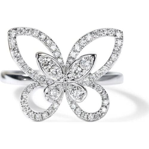 Top Quality 925 Sterling Silver Rings For Women Wedding Bridal Charm Bowknot Butterfly Ring Fine Jewelry Gifts Wholesale