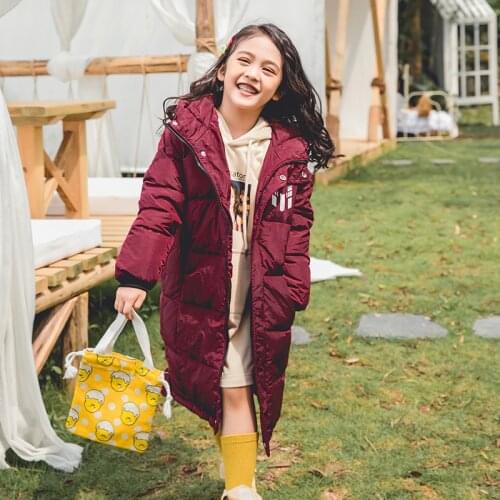 Winter Girls Long White Duck Down Jacket Childrens Thick Warm Down Coat Teen Boy Kids Hooded Snow Suit TZ826