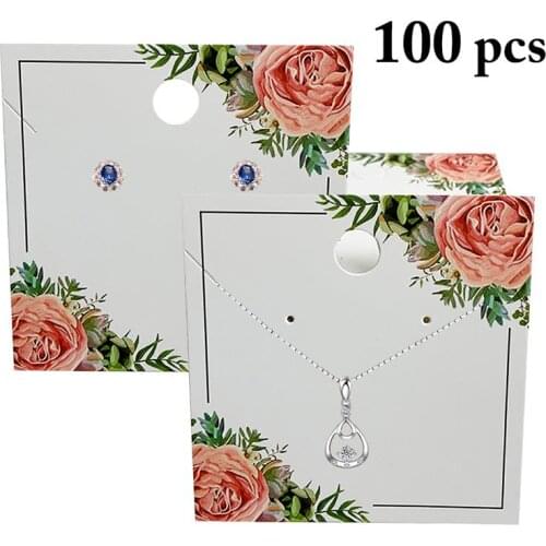 100pcs Fashion Jewelry Card Multi-Purpose Rose Flower Pattern Earring Display Card Necklace Card Jewelry Display Supplies