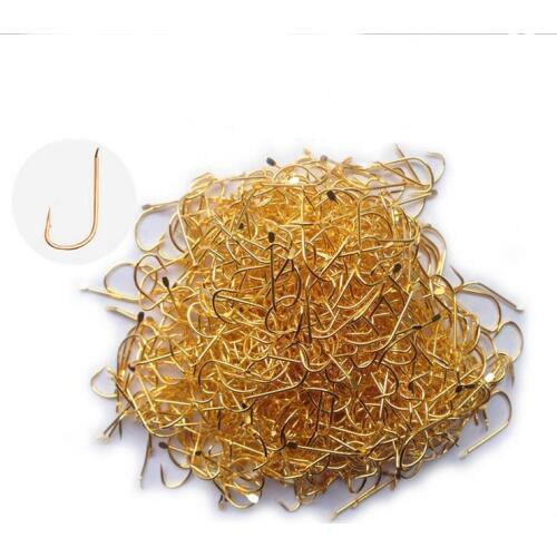 100pcs hot sale high carbon steel golden fishing hooks 1-8 # size fishing equipment accessories small hook