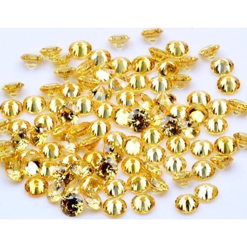 1000pcs AAAAA+ 0.8-4mm CZ Stone Round Cut Beads Gold Color Cubic Zirconia Synthetic Gems For Jewelry