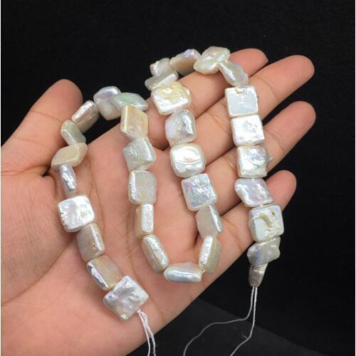 11-13mm Square-shape Natural Freshwater Pearls Beads For DIY Earring Necklace Making Loose Baroque Pearls Beads Strand 30pcs