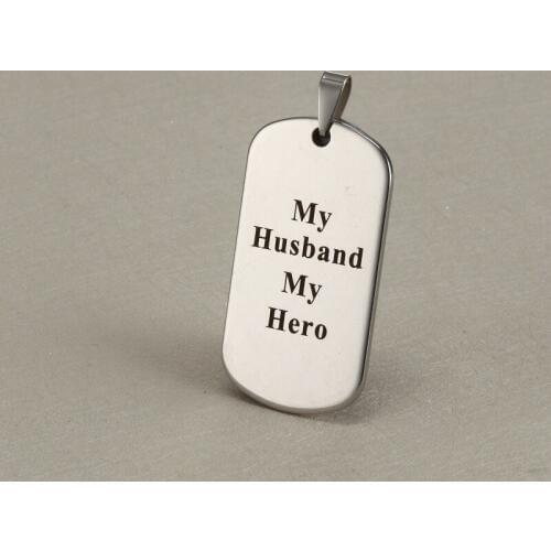 2pcs stainless steel army card pendant for necklace lettering My Husband My Hero pendant gift for men 29*51mm fathers day gift